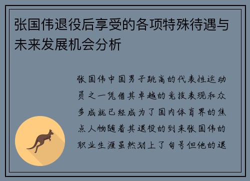 张国伟退役后享受的各项特殊待遇与未来发展机会分析
